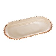 Travessa 30x15x2cm Cristal Ecológico Oval Pearl Âmbar